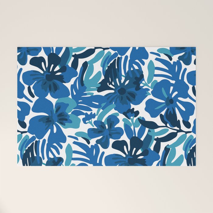 Tropical watercolor flower nature art pattern Welcome Mat Gallery Image 1