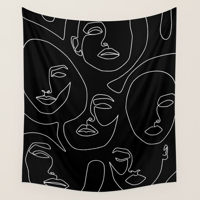 Faces in Dark Wall Tapestry Gallery Image 4