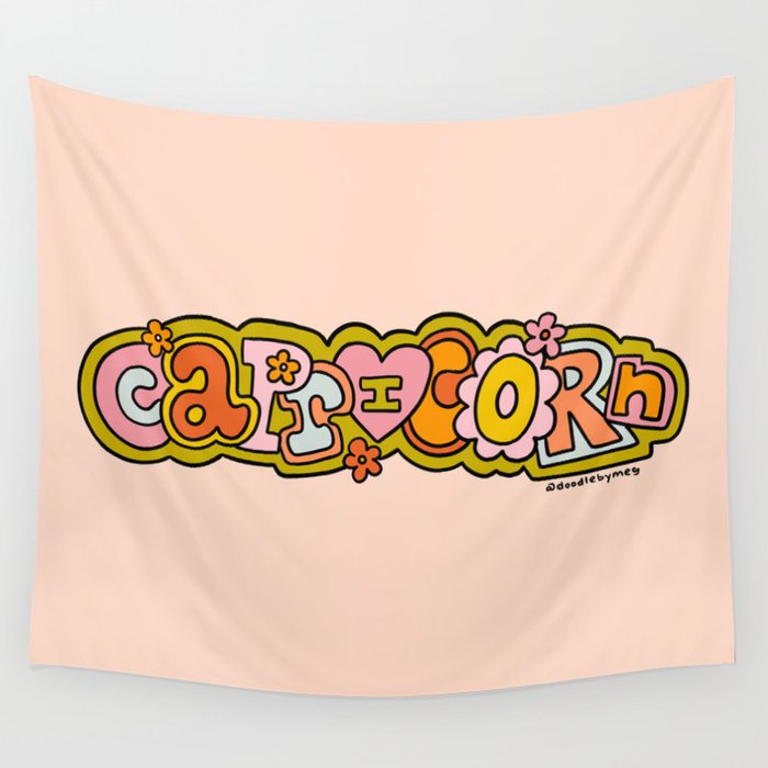Capricorn Doodle Letters Wall Tapestry Gallery Image 4