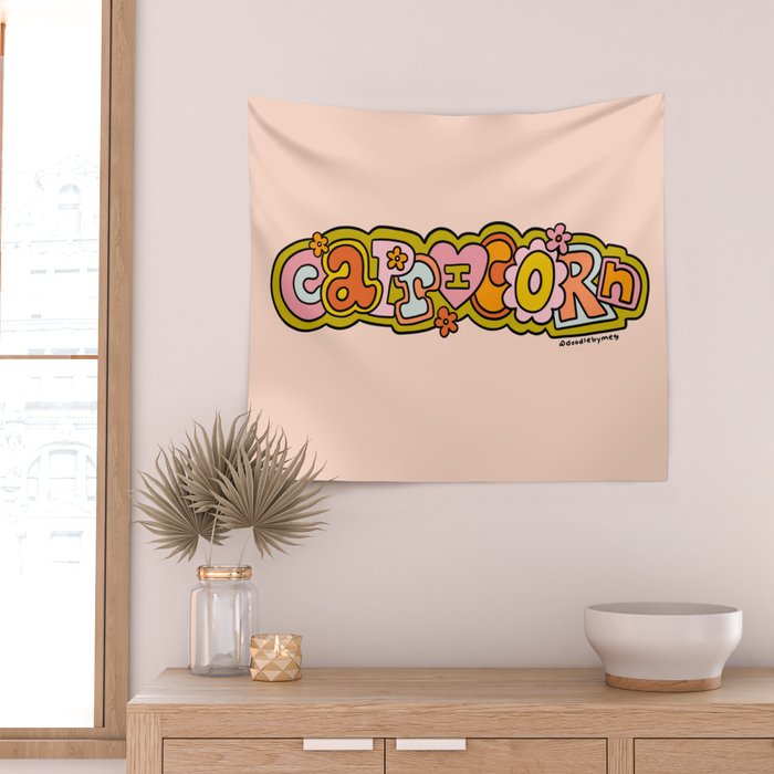 Capricorn Doodle Letters Wall Tapestry Gallery Image 2