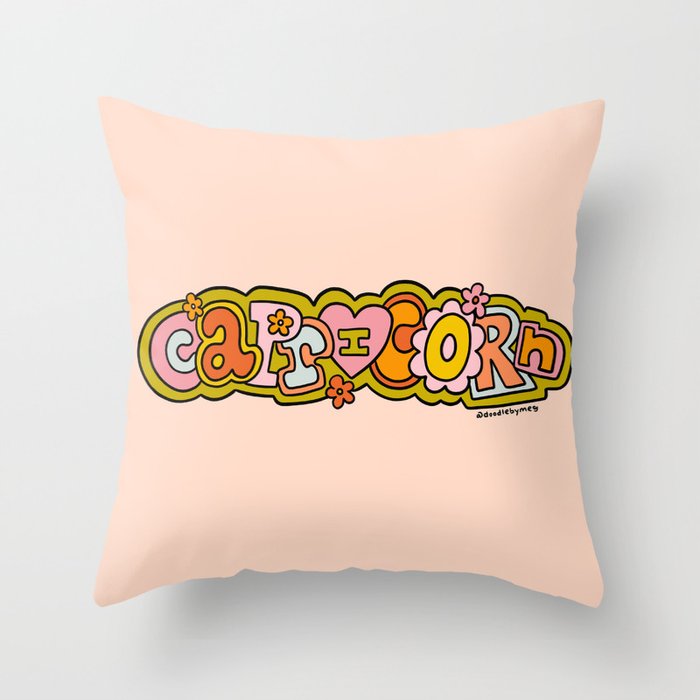 Capricorn Doodle Letters Throw Pillow Gallery Image 6