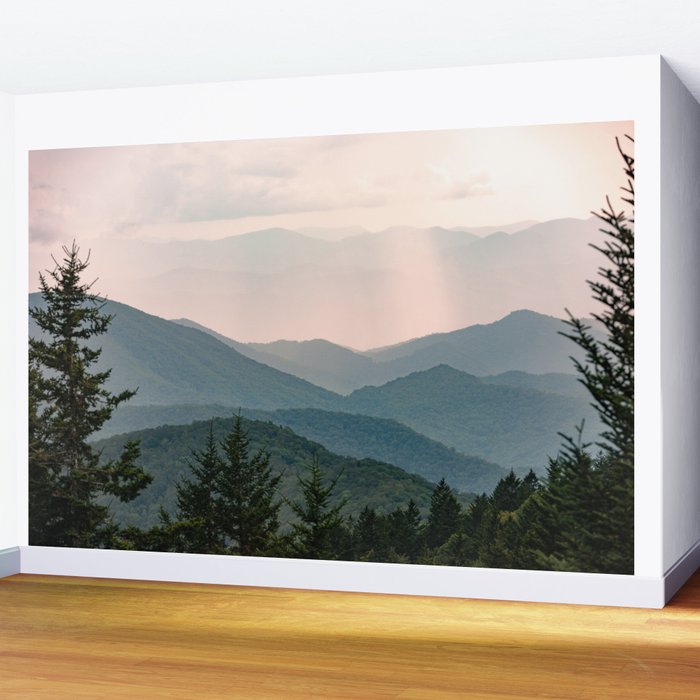 Smoky Mountain Pastel Sunset Wall Mural Gallery Image 2