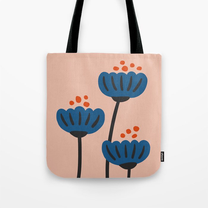 Flower Market Stockholm, Blue Playful Fowers Tote Bag Gallery Image 1
