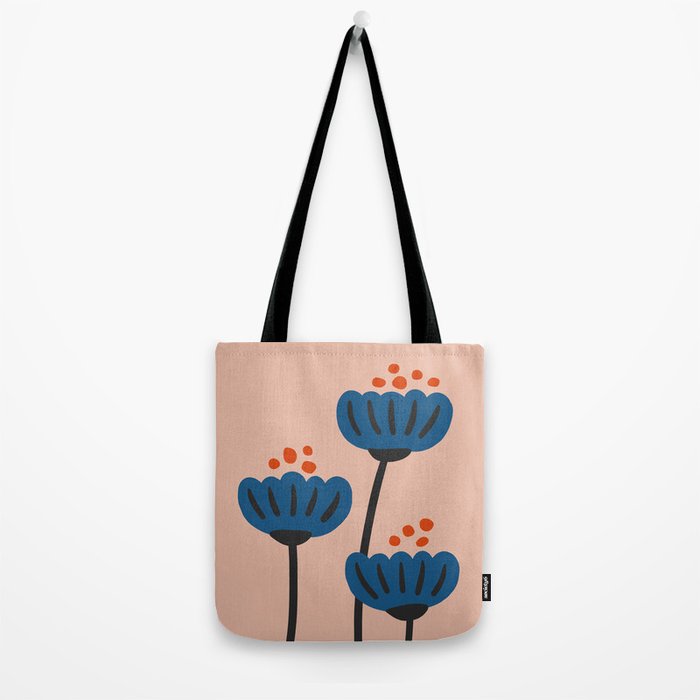 Flower Market Stockholm, Blue Playful Fowers Tote Bag Gallery Image 2