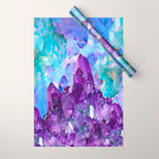 PURPLE AMETHYST CRYSTALS & BLUE-GREEN AQUAMARINE Wrapping Paper Gallery Image 1