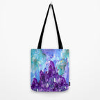PURPLE AMETHYST CRYSTALS & BLUE-GREEN AQUAMARINE Tote Bag Gallery Image 2