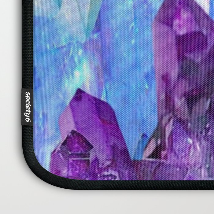 PURPLE AMETHYST CRYSTALS & BLUE-GREEN AQUAMARINE Laptop Sleeve Gallery Image 3
