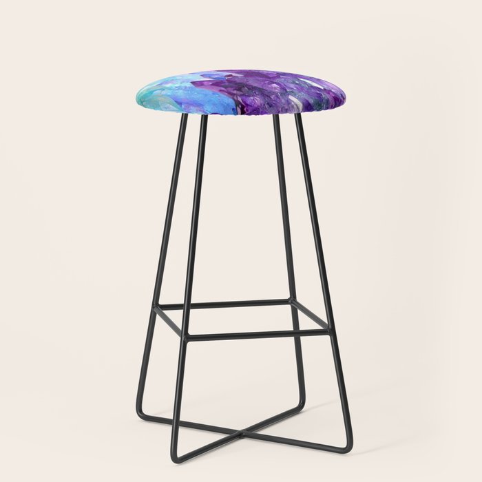 PURPLE AMETHYST CRYSTALS & BLUE-GREEN AQUAMARINE Stool Gallery Image 1