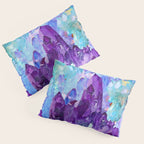 PURPLE AMETHYST CRYSTALS & BLUE-GREEN AQUAMARINE Pillow Sham Gallery Image 3