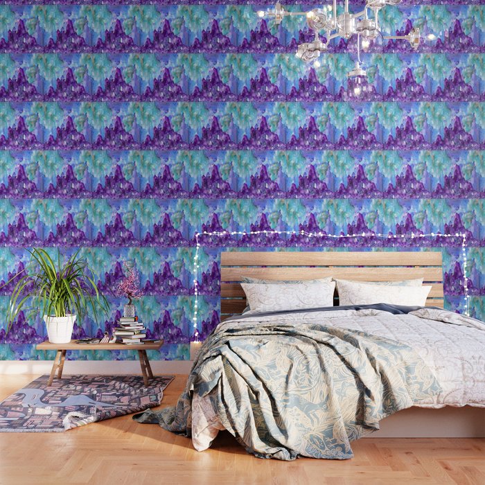 PURPLE AMETHYST CRYSTALS & BLUE-GREEN AQUAMARINE Wallpaper Gallery Image 1