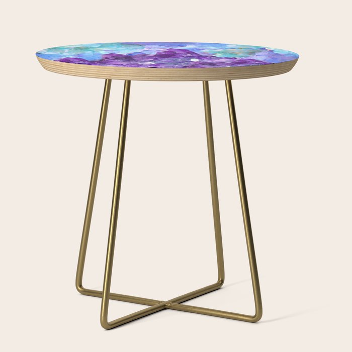 PURPLE AMETHYST CRYSTALS & BLUE-GREEN AQUAMARINE Side Table Gallery Image 1