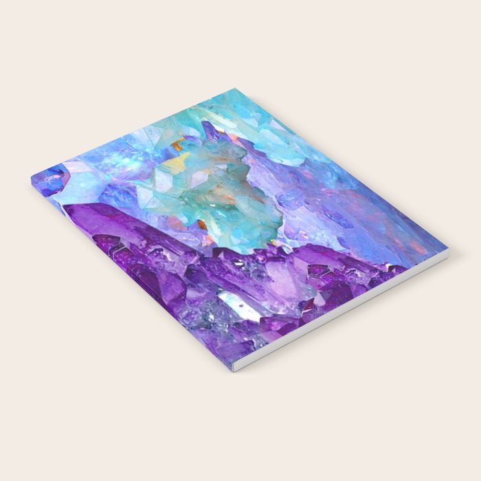 PURPLE AMETHYST CRYSTALS & BLUE-GREEN AQUAMARINE Notebook Gallery Image 1