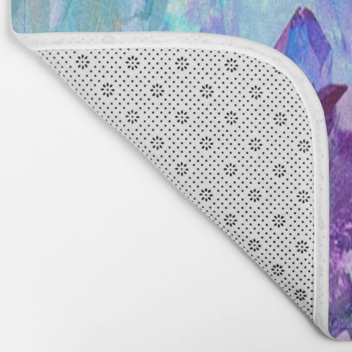 PURPLE AMETHYST CRYSTALS & BLUE-GREEN AQUAMARINE Bath Mat Gallery Image 2