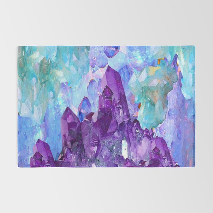 PURPLE AMETHYST CRYSTALS & BLUE-GREEN AQUAMARINE Rug Gallery Image 2