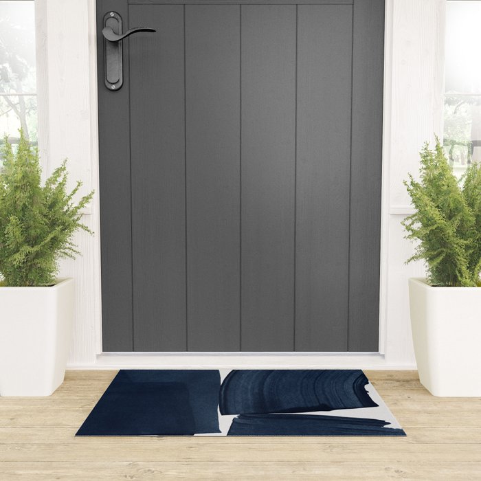 Minimalist Painting Blue I, Navy Decor Welcome Mat Gallery Image 3