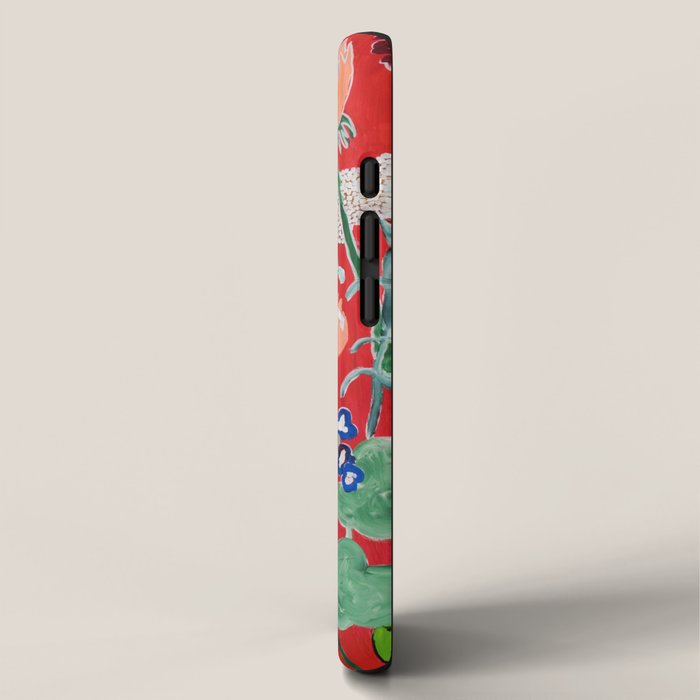 Red floral Jungle Garden Botanical featuring Proteas, Reeds, Eucalyptus, Ferns and Birds of Paradise iPhone Case Gallery Image 2