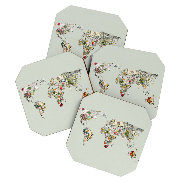 Vintage Botanical World Green Coaster Gallery Image 1