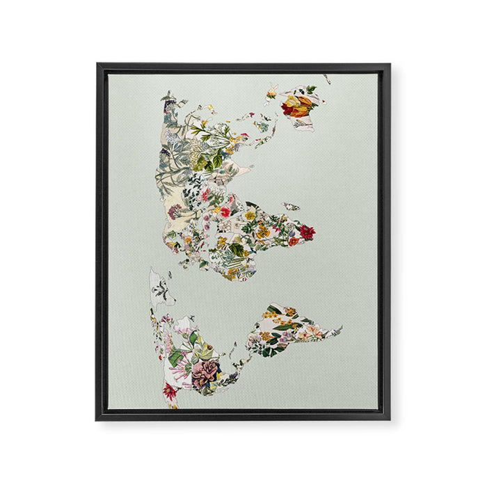 Vintage Botanical World Green Framed Canvas Print Gallery Image 1