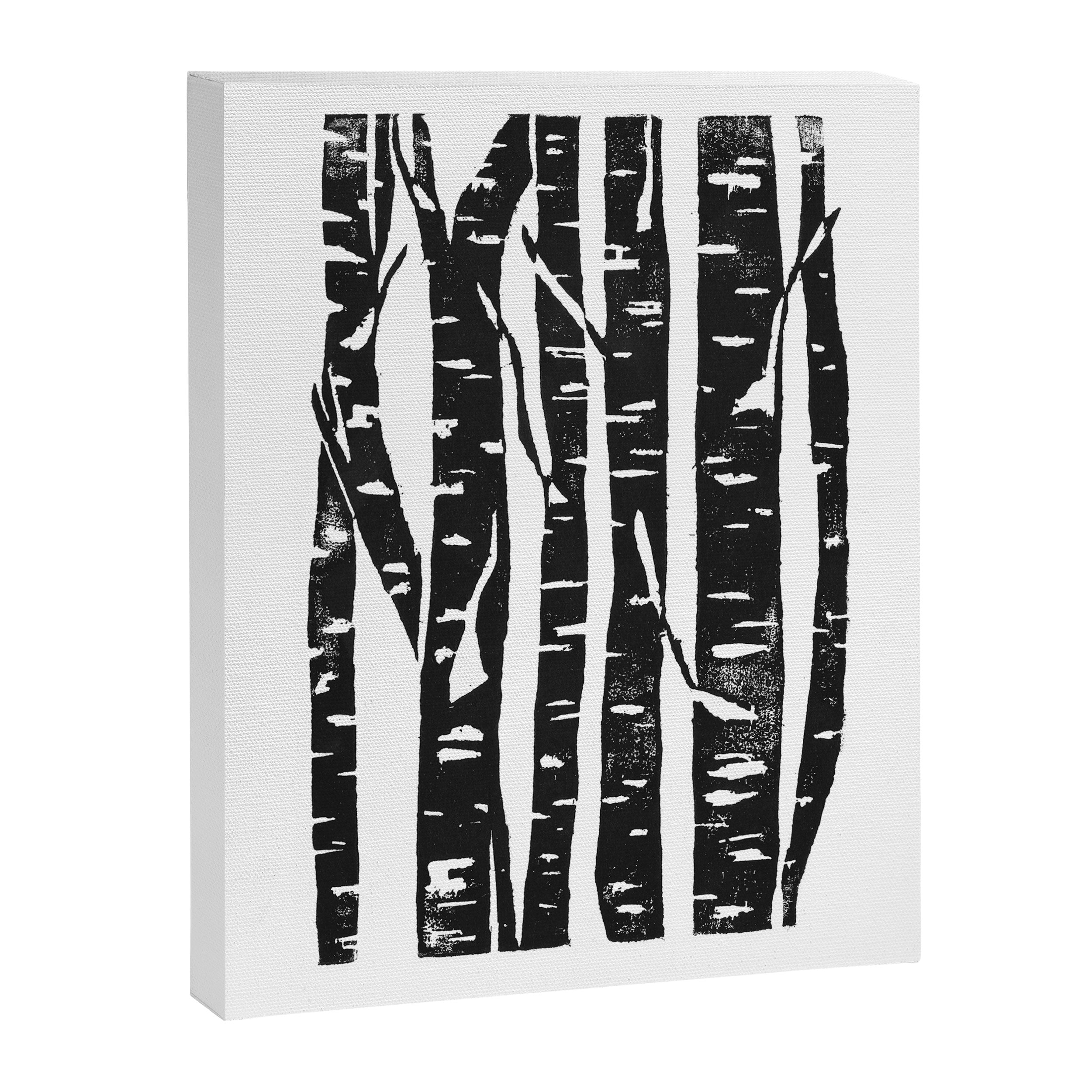 Woodcut Birches Black Canvas Print Gallery Image 8