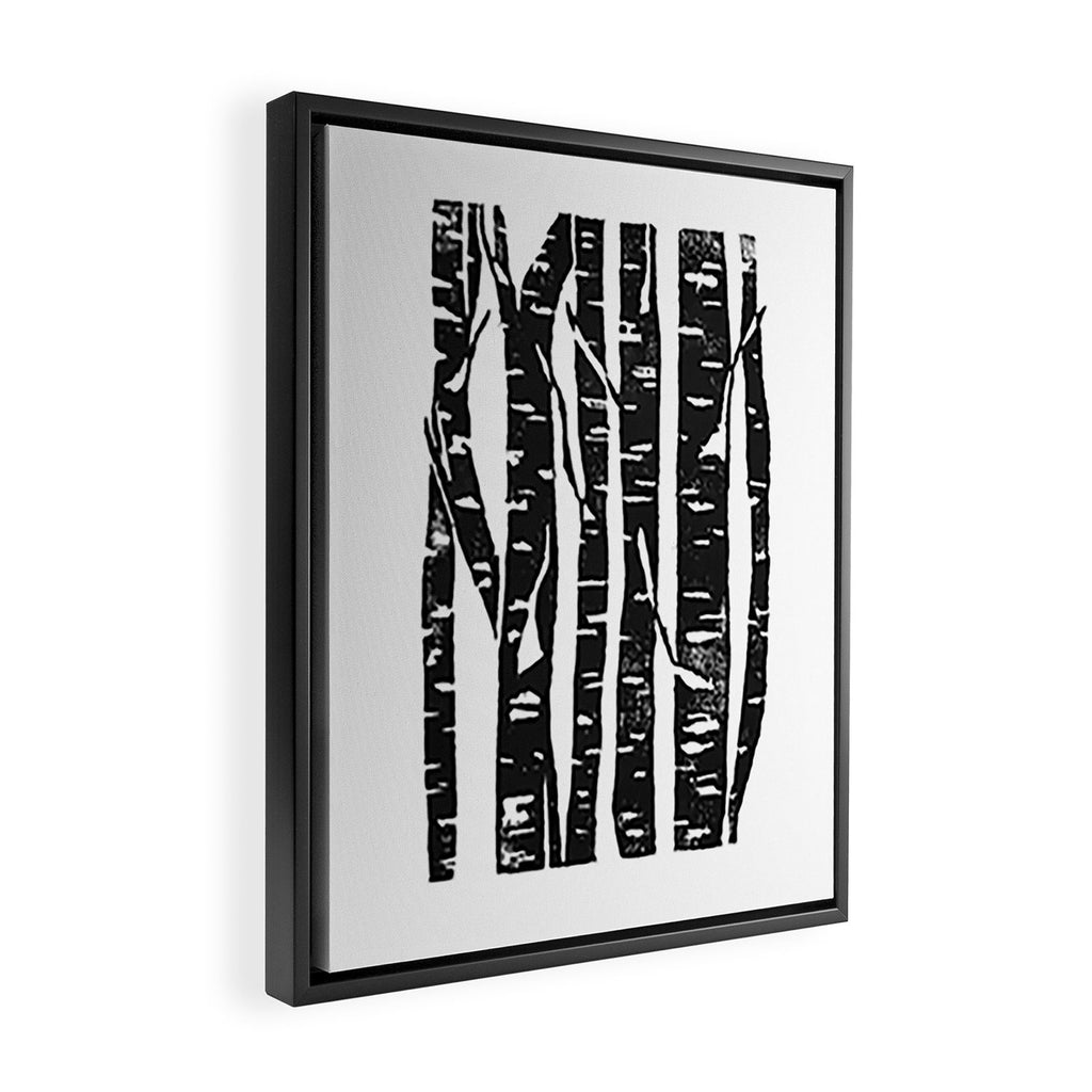 Woodcut Birches Black Framed Canvas Print Gallery Image 2