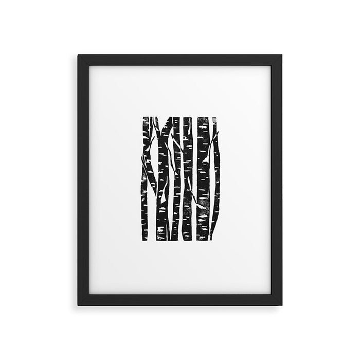 Woodcut Birches Black Framed Art Print Gallery Image 1