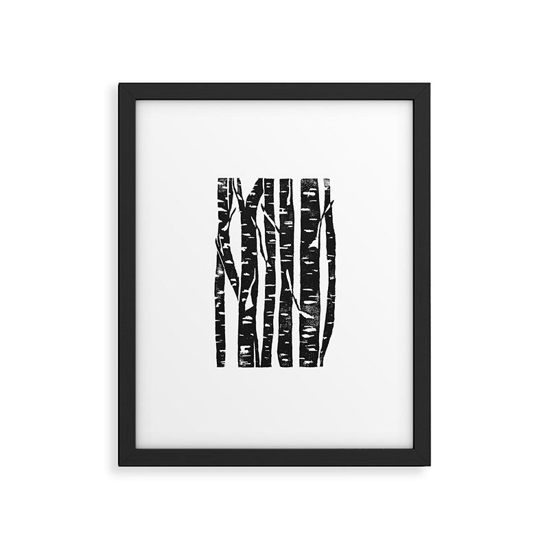 Woodcut Birches Black Framed Art Print Gallery Image 6