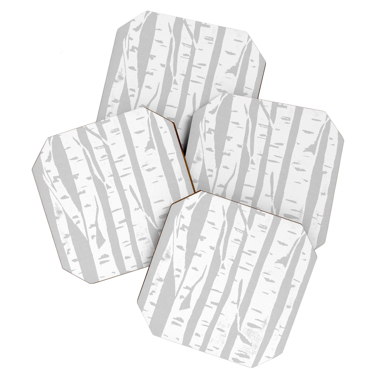 Woodcut Birches Grey Coaster Gallery Image 1