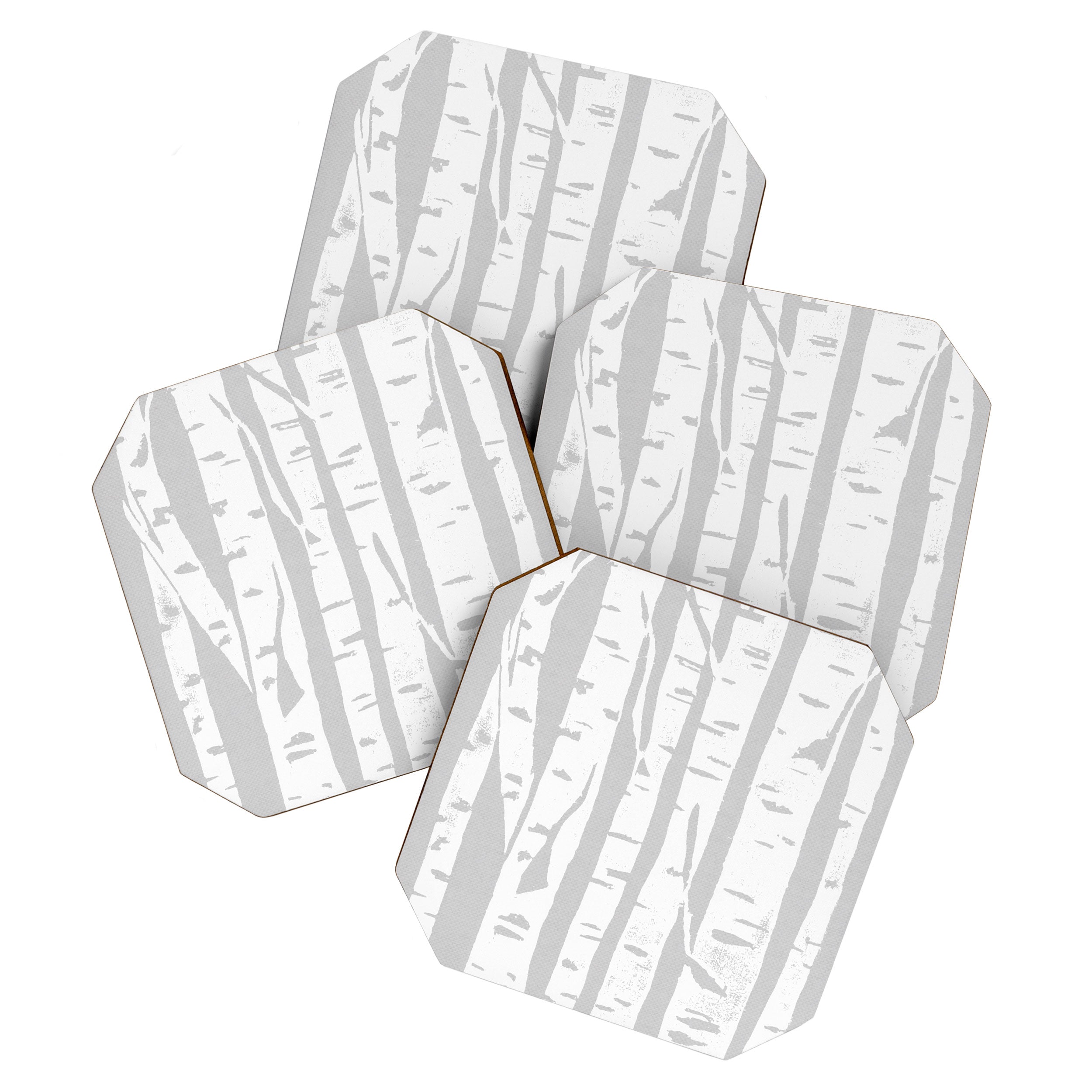 Woodcut Birches Grey Coaster Gallery Image 1