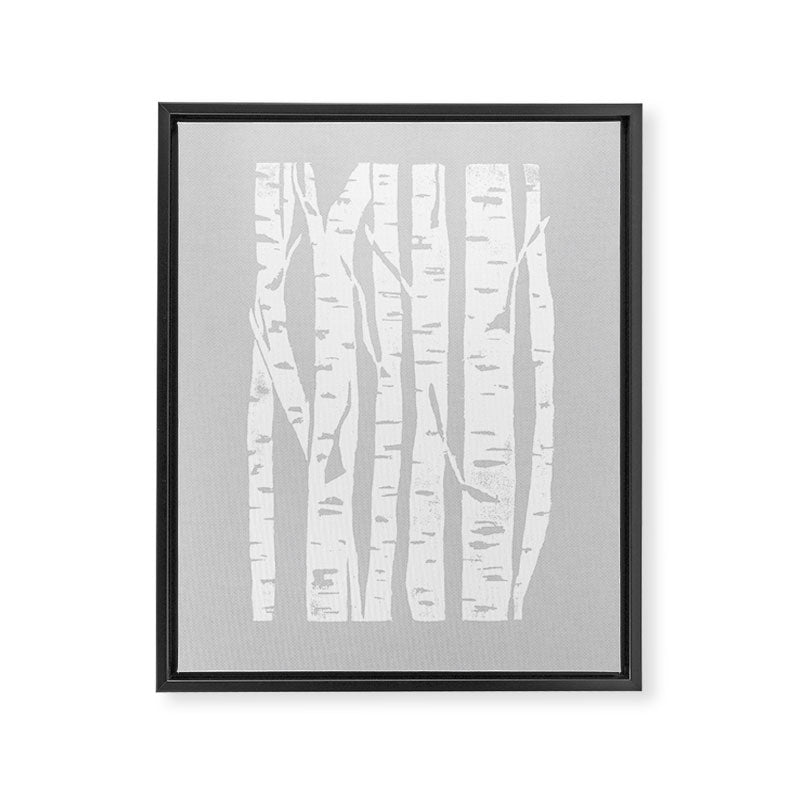 Woodcut Birches Grey Framed Canvas Print Gallery Image 8