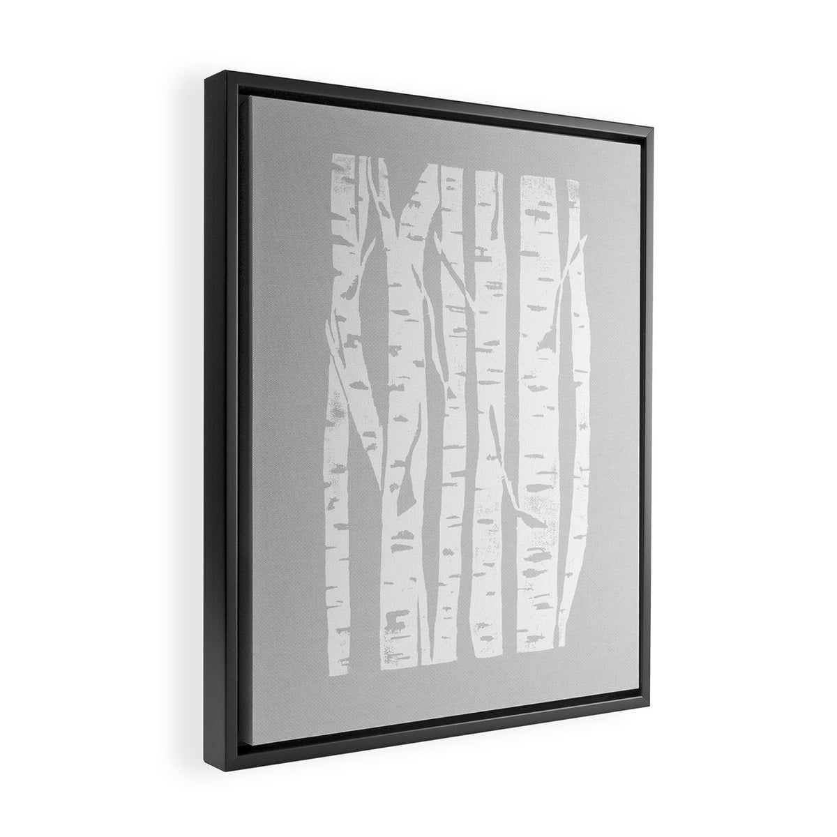 Woodcut Birches Grey Framed Canvas Print Gallery Image 2