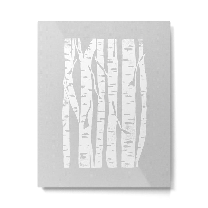 Woodcut Birches Grey Metal Print Gallery Image 1
