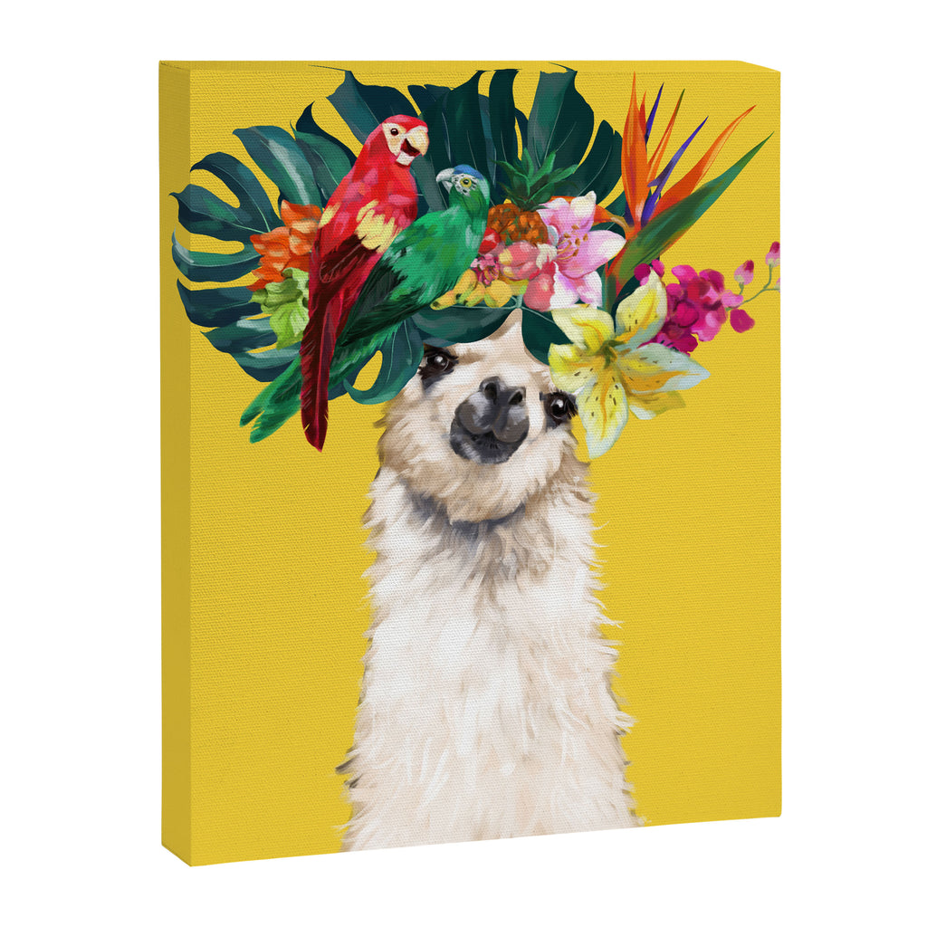 Aloha Hawaiian Llama in Yellow Canvas Print Gallery Image 8