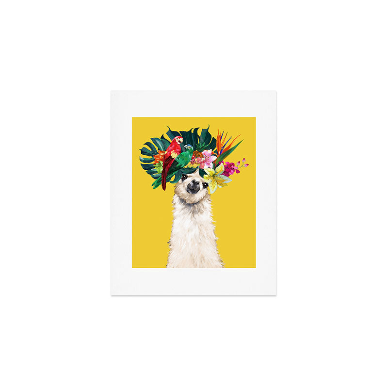 Aloha Hawaiian Llama in Yellow Art Print Gallery Image 1