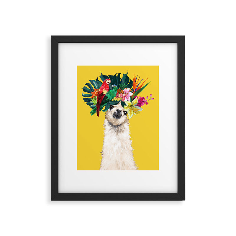 Aloha Hawaiian Llama in Yellow Framed Art Print Gallery Image 6