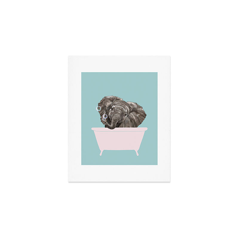 Baby Elephant in Bathtub Art Print Gallery Image 1
