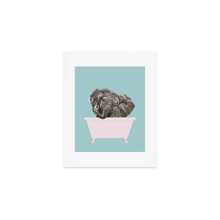 Baby Elephant in Bathtub Art Print Gallery Image 1