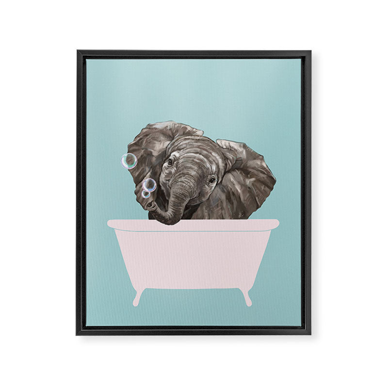 Baby Elephant in Bathtub Framed Canvas Print Gallery Image 8