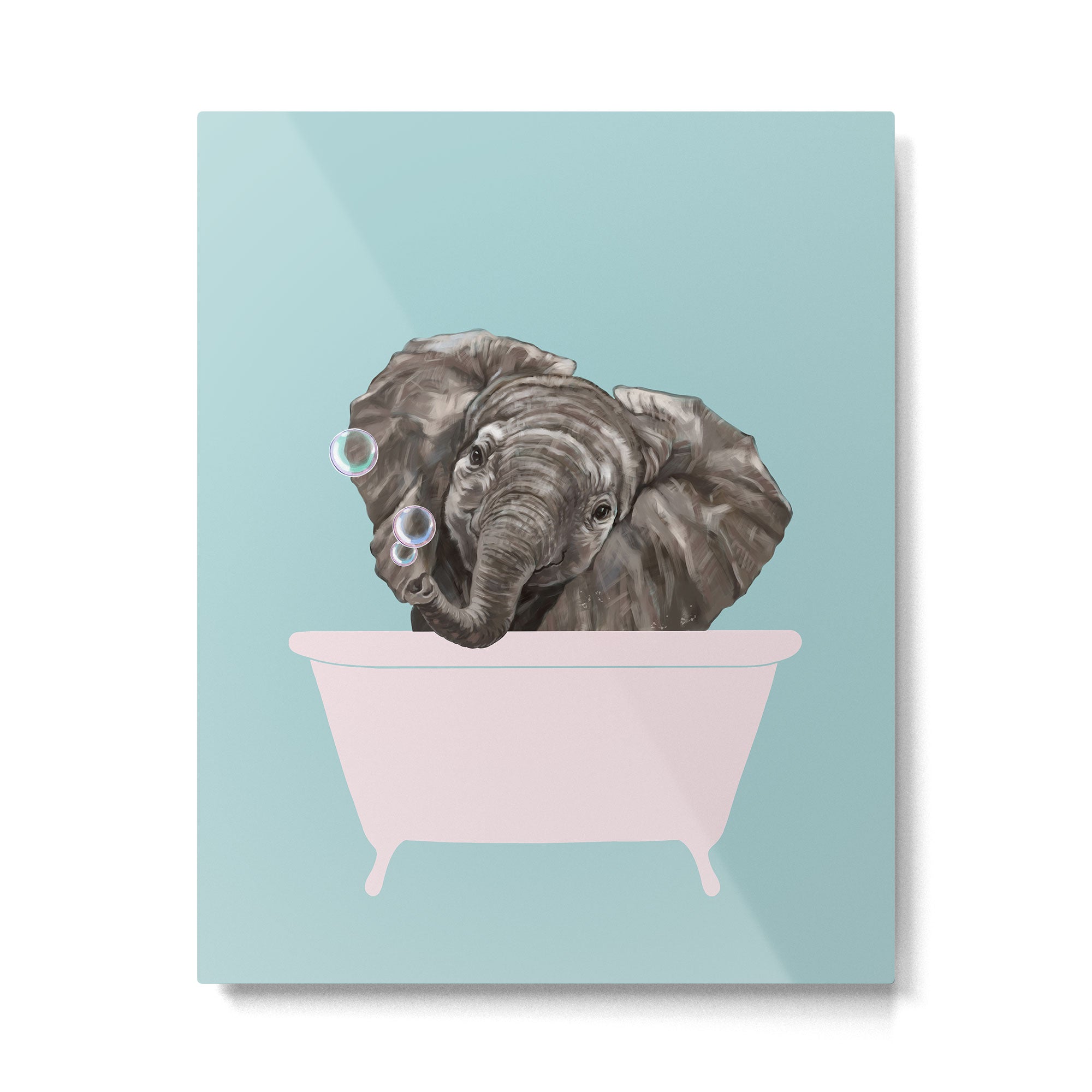 Baby Elephant in Bathtub Metal Print Gallery Image 6