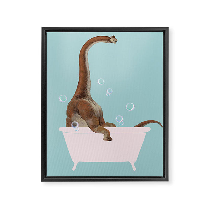 Brachiosaurus in Bathtub Framed Canvas Print Gallery Image 1