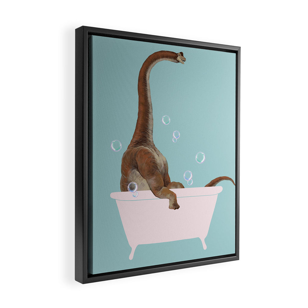 Brachiosaurus in Bathtub Framed Canvas Print Gallery Image 2