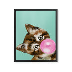 Bubble Gum Baby Cat in Green Framed Canvas Print Gallery Image 8