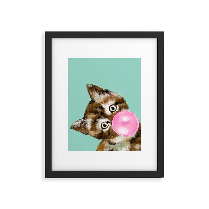 Bubble Gum Baby Cat in Green Framed Art Print Gallery Image 6