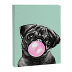 Bubble Gum Black Pug in Green Canvas Print Gallery Image 8