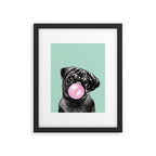 Bubble Gum Black Pug in Green Framed Art Print Gallery Image 6