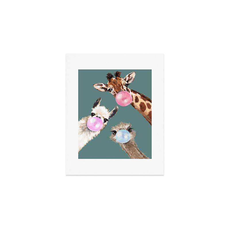 Bubble Gum Gang Dark Green Art Print Gallery Image 1