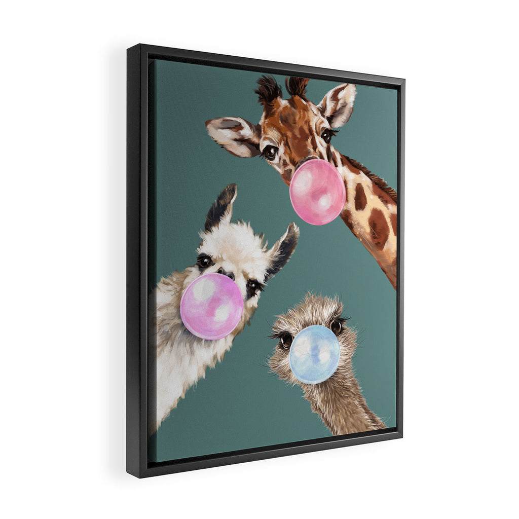 Bubble Gum Gang Dark Green Framed Canvas Print Gallery Image 2