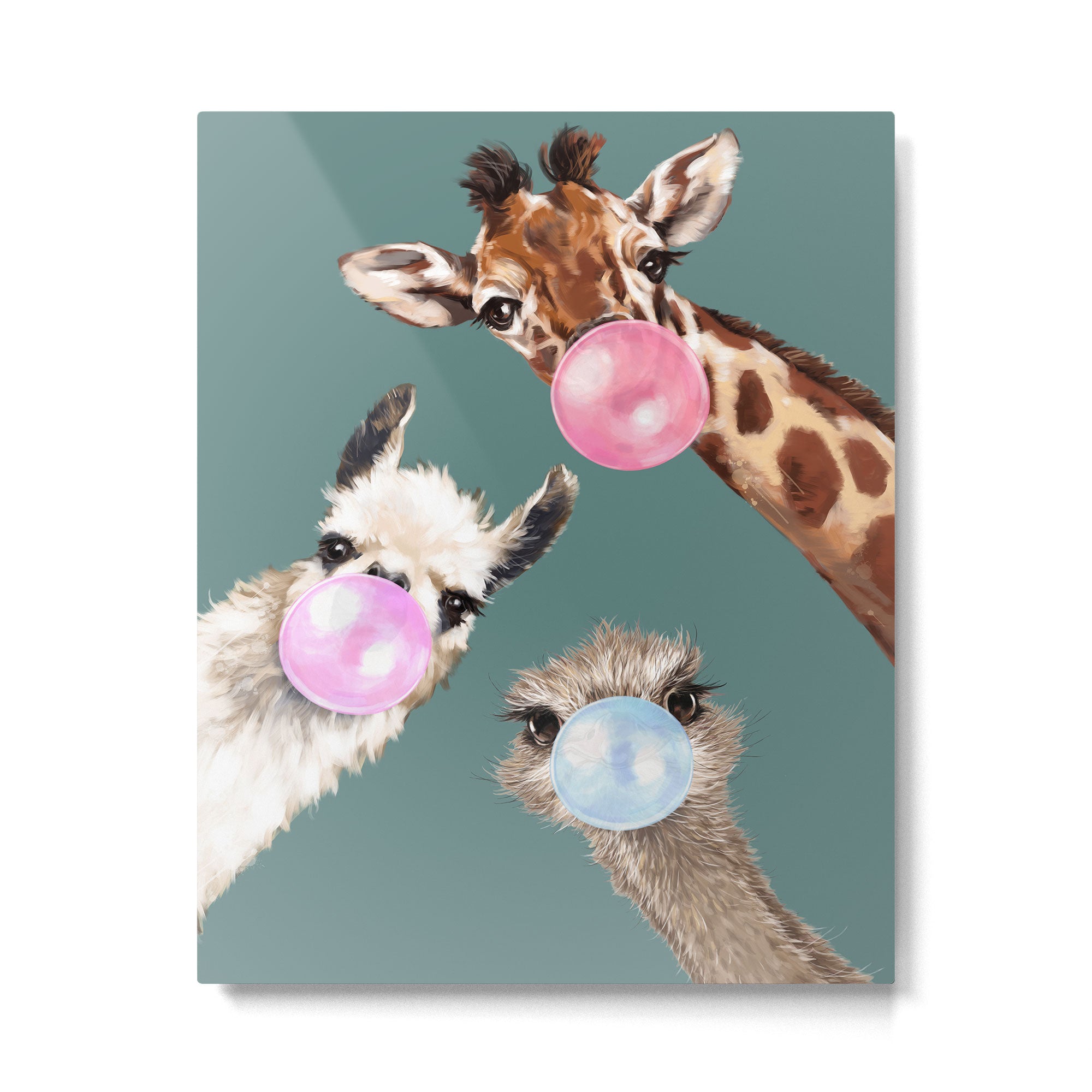 Bubble Gum Gang Dark Green Metal Print Gallery Image 6