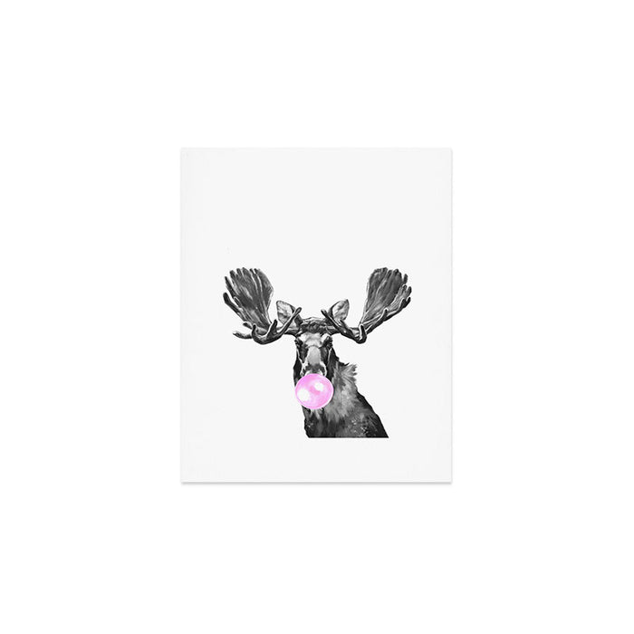 Bubble Gum Moose in Black and White Art Print Gallery Image 1