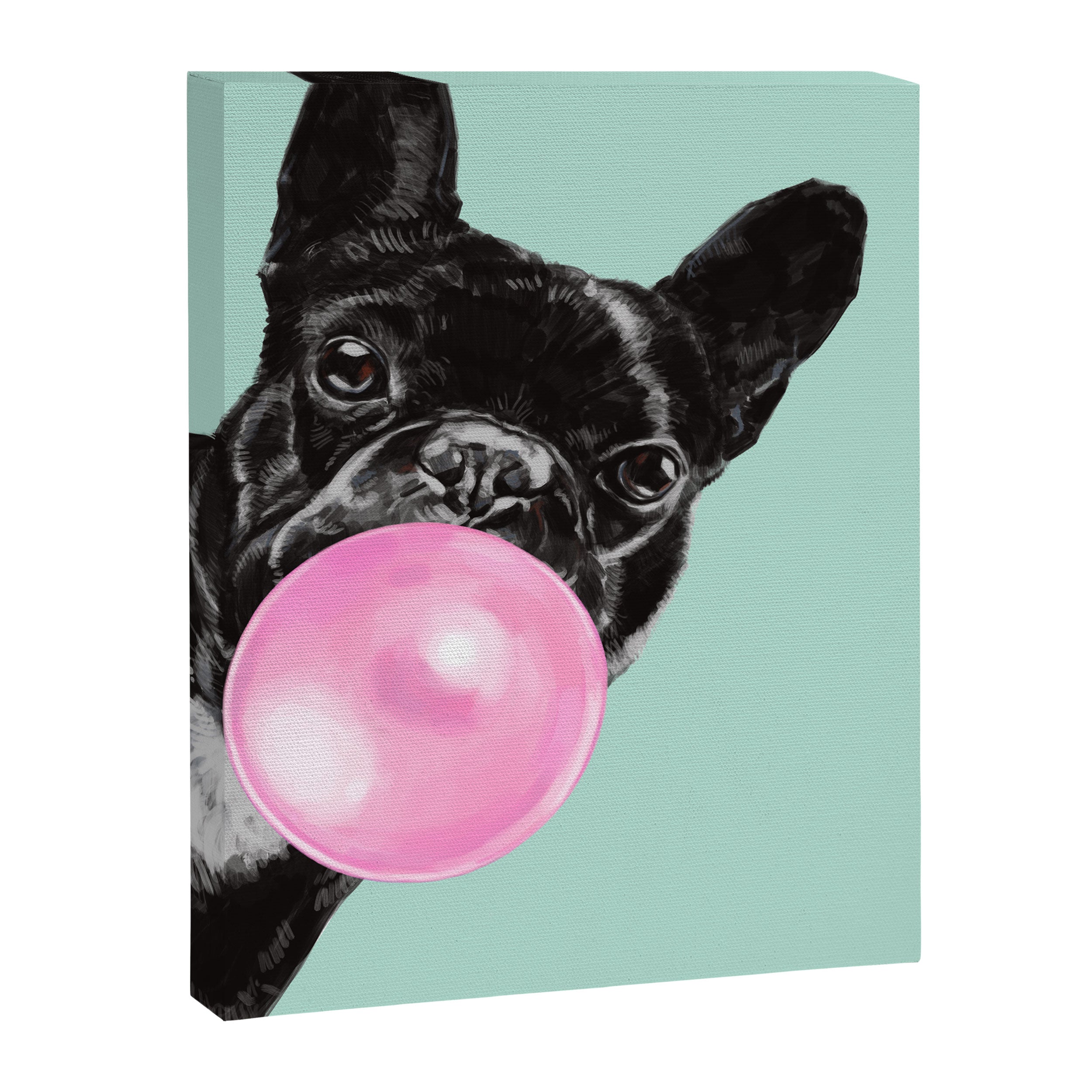 Bubble Gum Sneaky French Bulldog in Green Canvas Print Gallery Image 8