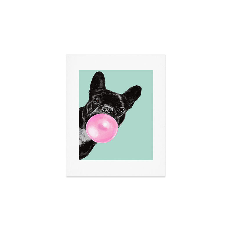 Bubble Gum Sneaky French Bulldog in Green Art Print Gallery Image 1